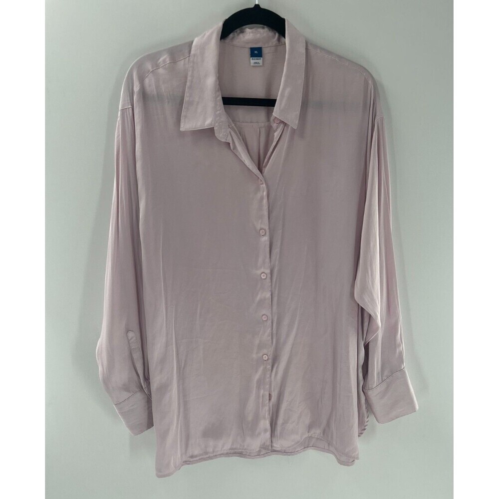 Women's Old Navy Satin Long Sleeve Blouse in Wisteria Mist Size XL